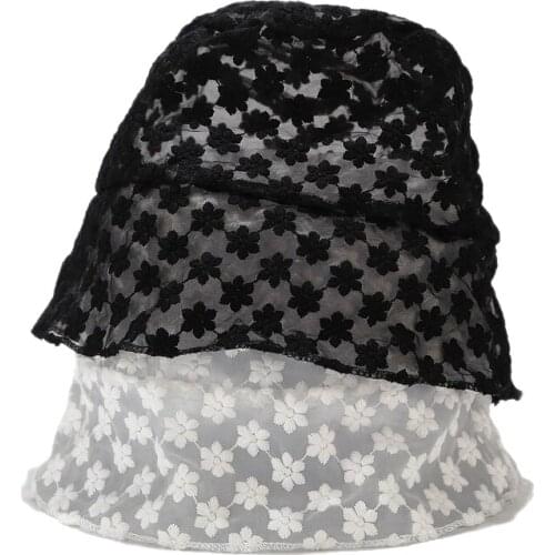 Fashion Designer Bucket Hat Hats for Women Lace Panama Black White Outdoor Fishing Harajuku Korean Bob Voile Chapeau Fishing Cap