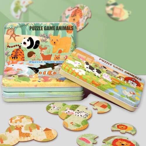 Jigsaw Puzzles Children Educational Infants Babies Montessori Early Educational Toy Wooden Puzzle Animal Style Puzzles