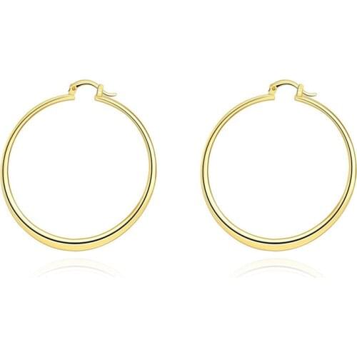 Hot Fashion plated gold hoop earrings jewelry 3.4 x 0.7cm cool party style top quality Europe Hot