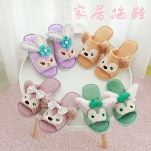 Sanrio Hello Kitty cartoon slippers female plush home shoes warm slippers cute Melody non-slip home shoes indoor slippers