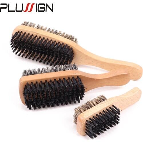 Salon And Home Use Men Beard Brush Wooden Double Side 100% Boar Bristle Wave Hair Brush For Men Hair And Beard Styling Tools