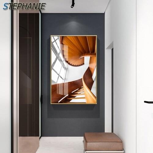 Modern Abstract Spiral Staircase Canvas Painting Bright Decor Fashion Wall Art Picture for Living Room Modern Big Poster Print