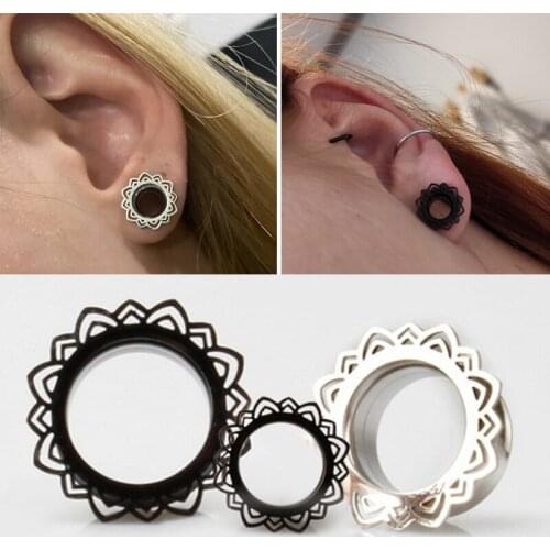 2 Pieces Stainless Steel Ear Tunnel and Plugs Earring Ear Piercing 0g 00g Gauges Screw Fit Ear Expander Dilataciones Oreja