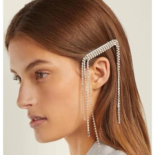V Sharp Hairclips With Rhinestones Encrusted Hairpins Cuff Women Hair Jewelry