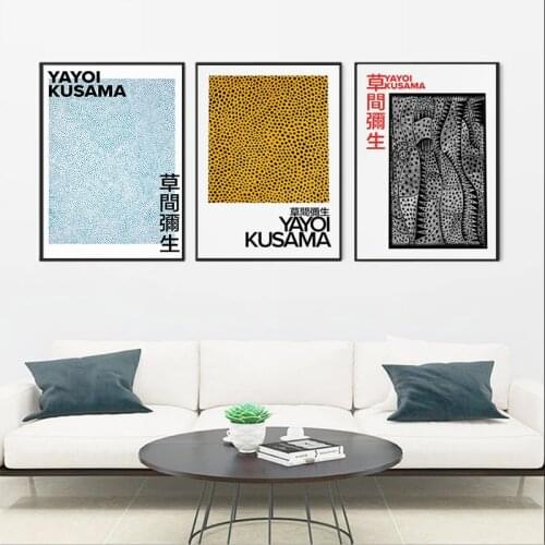 Yayoi Kusama Exhibition Poster Canvas Painting Japanese Modern Abstract Museum Print Wall Art Picture for Living Room Home Decor