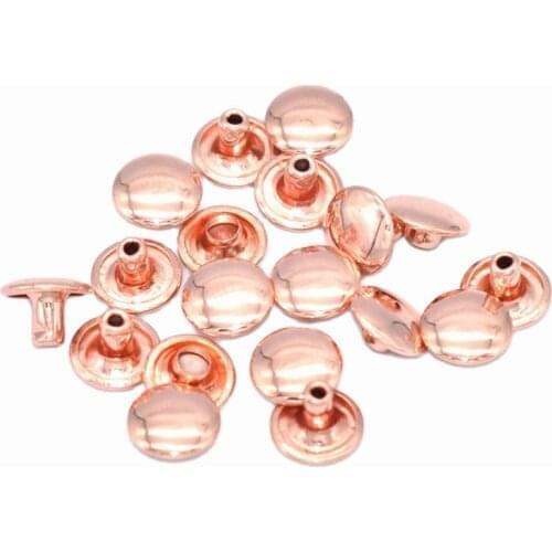 9mm Rose gold Material Double Cap Rivets Studs for Leathercrafts Fastener Snaps Prong Studs rapid rivets 50set