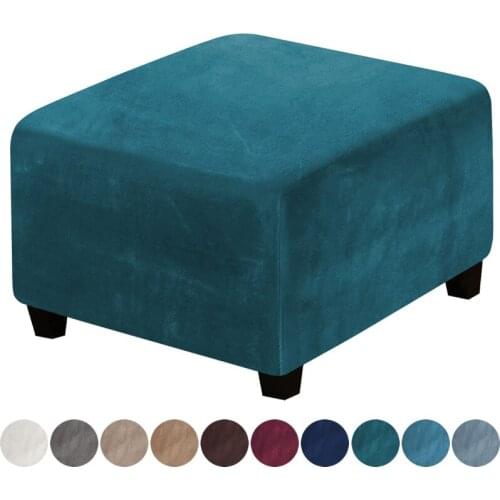 1/2pc Velvet Ottoman Stool Cover Elastic Square Footstool Covers Washable Sofa Footrest Slipcover Furniture Protector Dustcovers