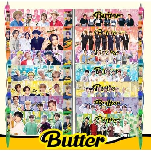 1pc Kpop Ballpoint Pens Bangtan Boys New Album Butter Korean Stationery Fashion Cute Group Idol Picture Photos School Supplies
