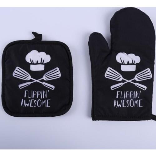 1 Piece Cute Non-slip Black Gray Cotton Fashion Nordic Kitchen Cooking microwave gloves baking BBQ potholders Oven mitts