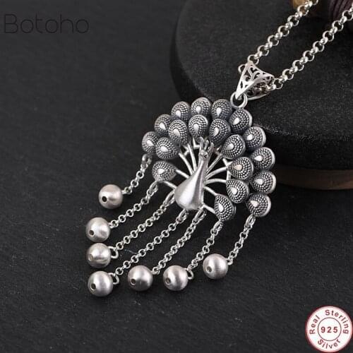 100% S925 Sterling Silver colour Peacock Pendants for Women Mother Gift Vintage Animal Jewelry Accessories Without a Chain gift