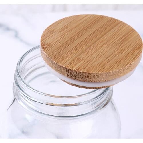 4 70mm/86mm Inner DIA Mason Jars Lids Reusable Bamboo Caps Anti Splash Drinking Cup Covers Leak Proof Wooden Storage Canning Lid