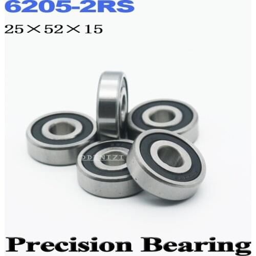 6205RS Bearing ABEC-3 25x52x15 mm Deep Groove 6205-2RS Ball Bearings 6205RZ 180205 RZ RS 6205 2RS EMQ Quality (2 PCS)