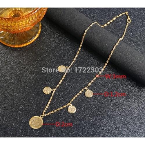 Bangrui Gold Allah Coin Necklaces Wholesale Religious Female Gold color Muslim Jewelry Coin Necklace For Women Gift