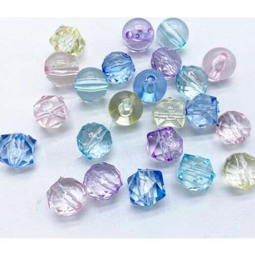 Colorful Clear Acrylic Round/Flat Faced/Square Shape Loose Bead For DIY Shoulder Bag/Necklace/Bracelet/Earring Jewelery Making