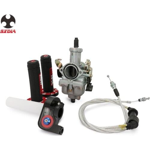 For Keihin CB CG 200 250CC Motorcycle PZ30 30mm Visiable Twister Accelerating Pump Carburetor Dual Cable Throttle Pro Taper Grip