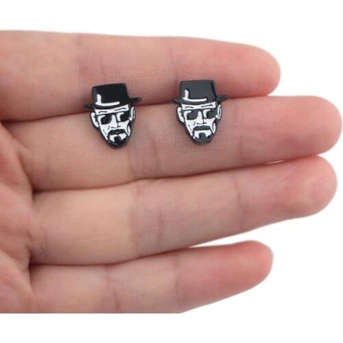 DZ1149 Breaking Bad TV Studs Earrings For Womens Stainless Steel Pierce Korea Earrings Cool Enamel Jewelry Girls for Gifts