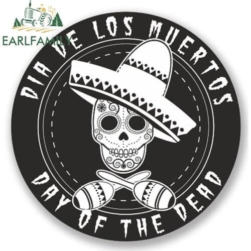 EARLFAMILY 13cm x 13cm Car Styling Day of The Dead Sugar Skull Sticker Car Bike Laptop Mexican Cool Decal Waterproof Car Sticker