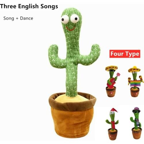Hot 32cm Electronic Dancing Cactus Singing Dancing Decoration Gift for Kids Funny Early Education Toys Children Plush Toys