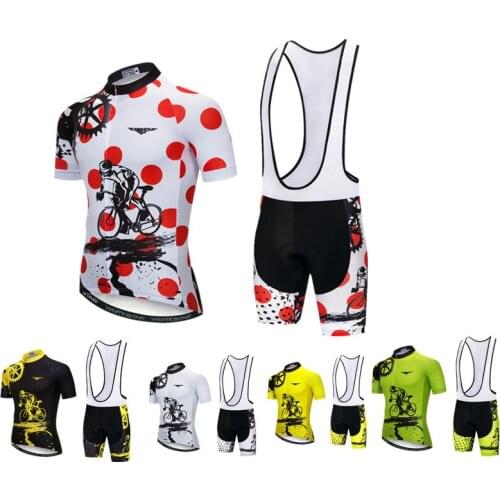 Red Dots Men Cycling Jersey Set Summer Reflective Team Bike Clothing MTB Riding Clothes Maillot ropa Ciclismo male Cycling Set