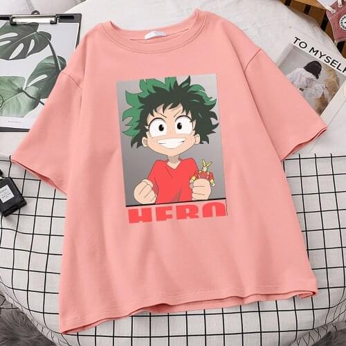 A Little Boy Want To Be A Hero Print Woman Tshirt Soft Fit Manga Vogue Summer New Short Sleeved Crewneck Vogue T-Shirts Woman