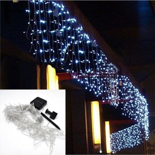 4M Solar Lamp String Droop 0.6m Solar Garland Icicle Lights for Outdoor Garden Fence Balcony Eaves Corridor Terrace Decoration