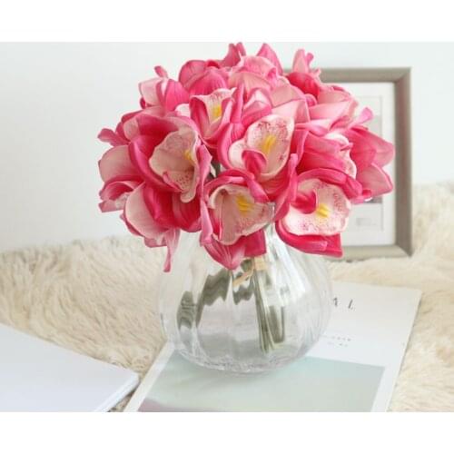 Artificial flower PU Orchid Bunch Real Touch For Home party Decoration Peony Wedding Bride Holding flowers Simulation flowers