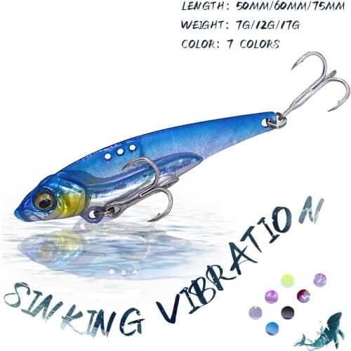 KoKossi 1PCS 7G/12G/17G VIB Metal Vibration Bait Fishing Lures 3D Eyes Spinner Spoon Hard Artificial Bait Sinking Fishing Tackle