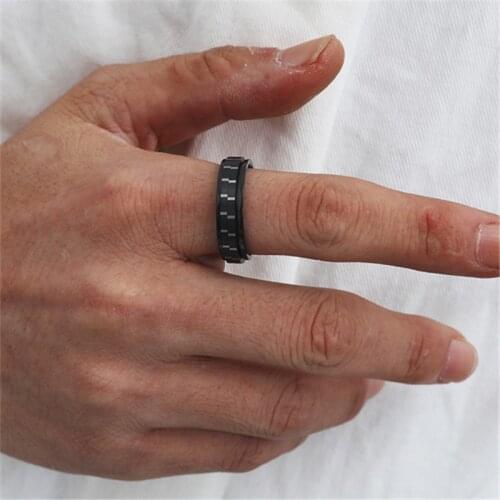 MOREDEAR 6mm Stainless Steel Ring For Men And Women Speckled Turning Rings