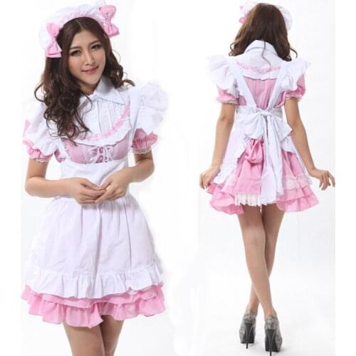 COS Anime Costume Maid Princess Dress Lace Top Cute Sweet Lolita Dress