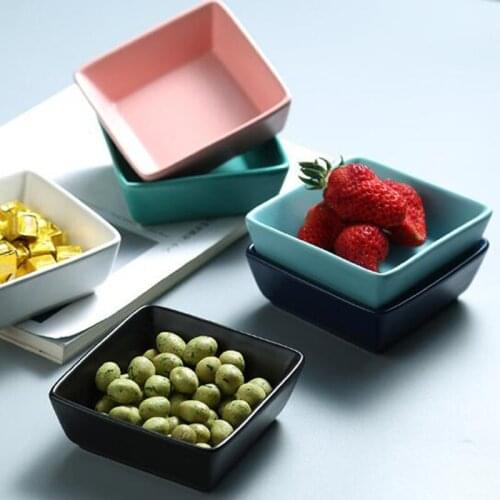 Kitchen Food Sauce Dish Sauce Seasoned Sauce Small Vinegar Taste Snack Plate Ceramic Solid Color Square Dish Tableware