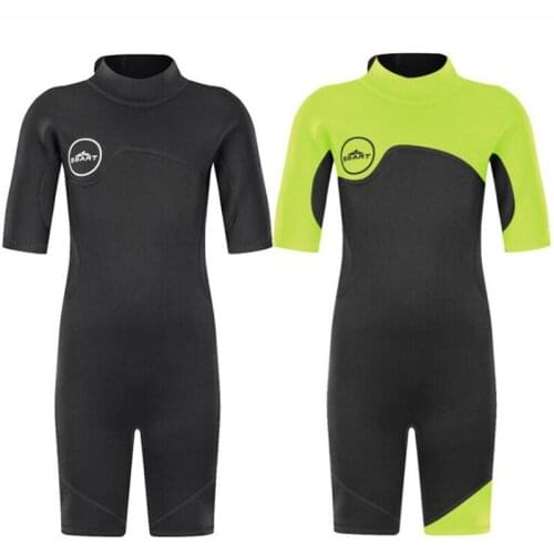 SBART Kids 2mm SCR Neoprene Swimsuit Baby Wetsuits Snorkeling Surfing Childrens Swimwear Short sleeve Elastic Diving Suits