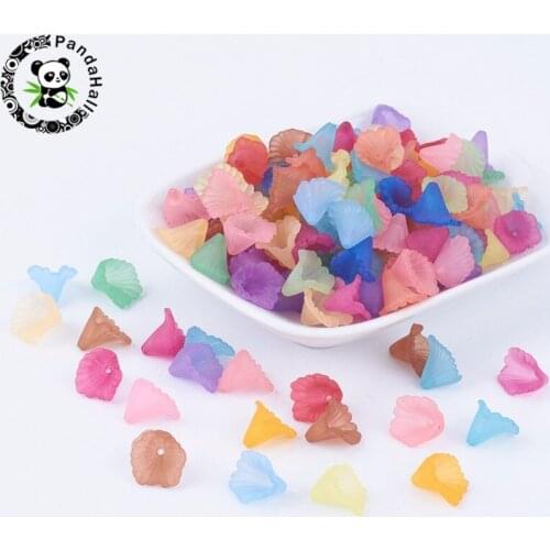 Frosted Dyed Transparent Acrylic Flower Beads for DIY Earrings Jewelry Making 12x12x1.8mm hole: 1.5mm, about 1900pcs/500g