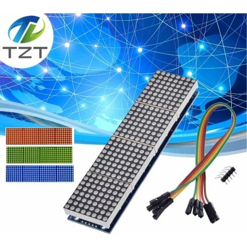 MAX7219 Dot Matrix Module For Arduino Microcontroller 4 In One Display with 5P Line Red Green Blue