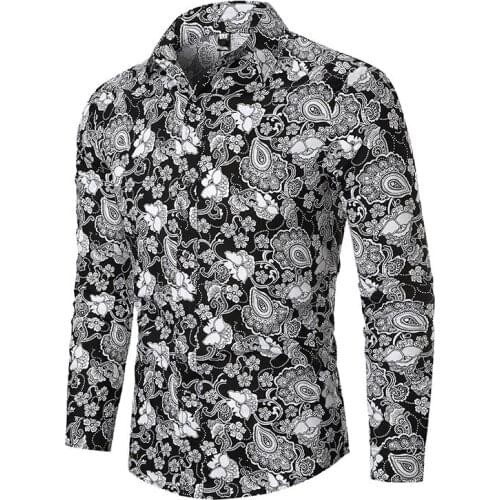 Man Lapel long sleeve Shirt 2019 Autumn new fashion Cardigan Broken flowers men shirt Self-cultivation Youth casual clothes