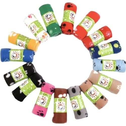 Hot-selling pet blanket dog paw print blanket large size pet double-sided fleece blanket