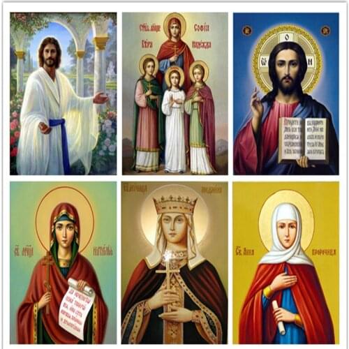 NEW 5D FULL diamond embroidery religion paintings icon set for cross stitch portrait mosaic diamond drill rhinestone pattern