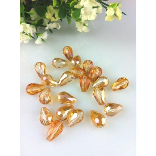 Wholesale 60pcs/lot 11x8mm Pink Gold Teardrop Glass Crystal Beads Loose Necklace Bracelet Diy Beads For Jewelry Making