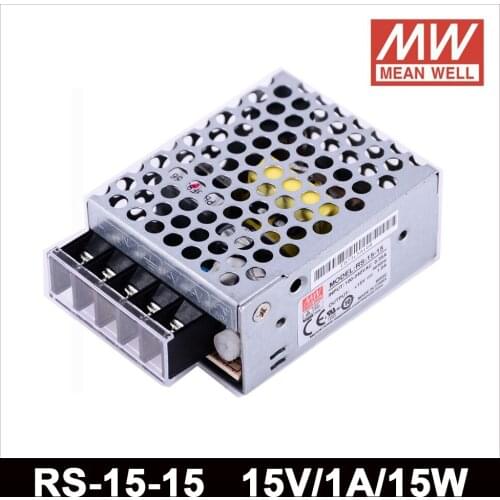 Original Mean Well RS-15-15 85-264VAC To DC 15V 1A 15W Single Output Switching Power Supply Meanwell Led Driver