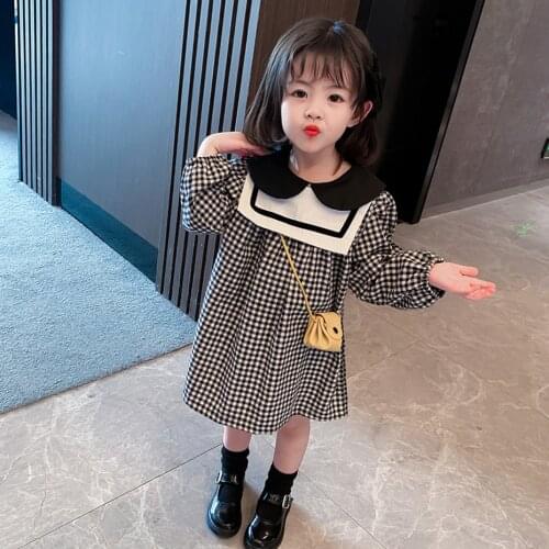 Toddler Girls Dress Plaid Pattern Dress For Girl Casual Style Kids Dresses Spring Autumn Costume For Girls