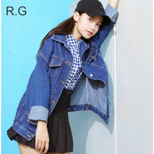 Casual Women Denim Jackets Blue Color Jeans Windbreaker Jacket Women Autumn Spring