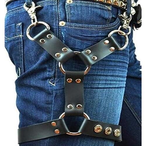 Men Women New fashion Wallet Belt Chain Strap Clip Leather Punk Suspender Hook adjustable leg ring Handmade Sock Garter Unisex