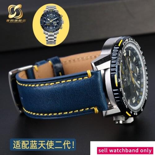 Genuine Leather Watch Strap for Citizen Watch Strap Blue Angel JY8078-52L Y8078-01L Second Generation Blue Angel Cowhide 22mm