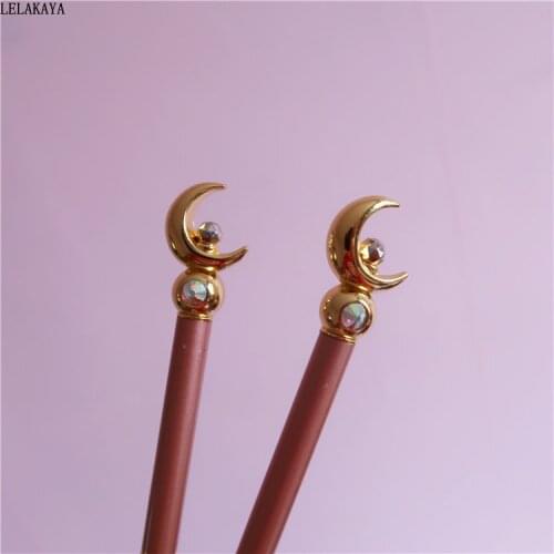 Pink Moon Ballpoint Pen Anime Action Figure Printed Metal cute girl Magic Wand Sticks Ball pen Student Lovely Stationery