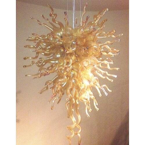 Modern Hotel Lobby Decor Dale Chihuly Style Amber Color blown glass Chandeliers LED Light Fixture
