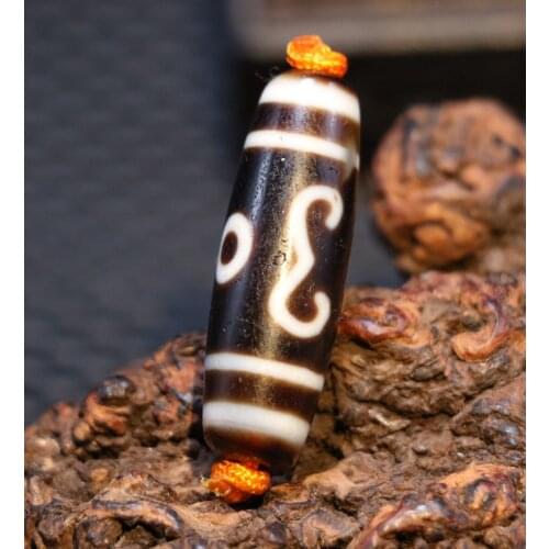 Treasure Unique Magic Power Tibetan Old Agate 2 eye OX Horn dZi Bead Pendant A T Timestown UPD22