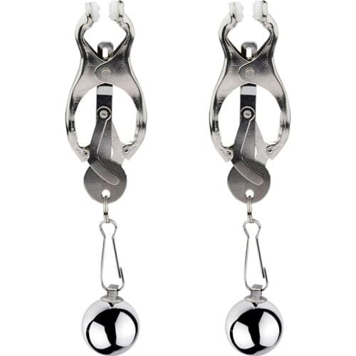 Nipple Clamps Sex Toys Weight-bearing Butterfly Milk Clip Gravity Ball Milk Clip Solid Ball Silver