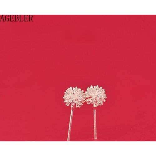 S925 Sterling Silver Dandelion Flower Ball Stud Earrings Snowflake Exquisite Jewelry Womens Classic Simple Brincos