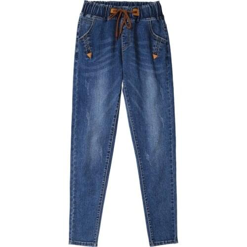 Women Elastic Waist Skinny Pencil Jeans