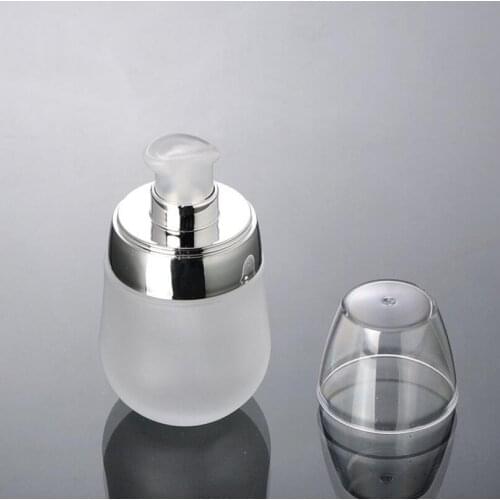 100pcs/Lot 30ml clear matte glass bottle with silver/gold lotion pump 30ml empty glass lotion bottle
