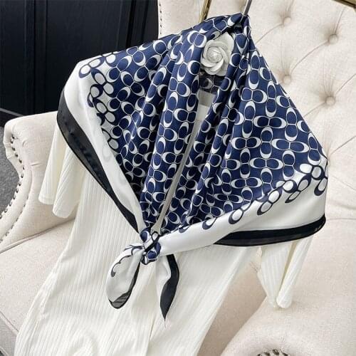 2021 new spring women scarf quality shawl silk fashion scarf headscarf beach sunscreen bag headscarf scarf 90cm*90cm